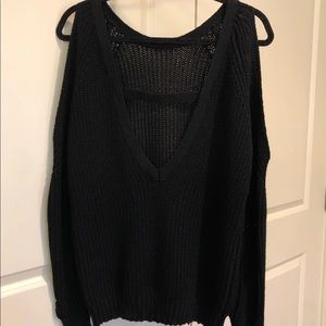 Glamorous Cold Shoulder, Plunge Back Sweater